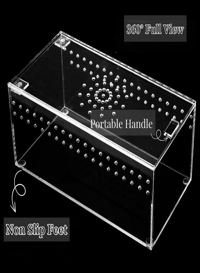 Tlence Acrylic Tarantula Enclosure Terrarium, 8" x 4" x 4" Small Magnetic Reptile Tank, Micro Spider Breeding Habitat Cage, Clear Ventilated Lizard Display Box for Hermit Crab Invertebrates Scorpion - Image 4